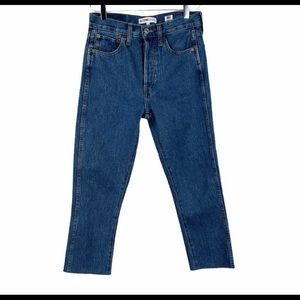 Re/Done Double Needle Crop High Rise Jeans